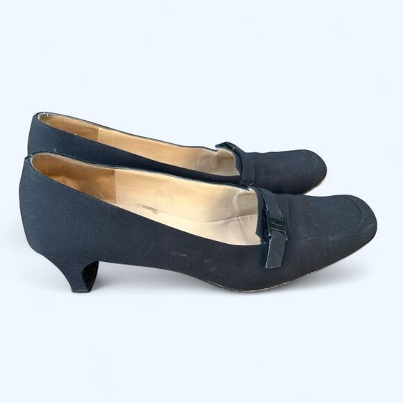 Salvatore Ferragamo Women's Black Low Heel Buckle Accent Pumps size 8 2A - Picture 6 of 11